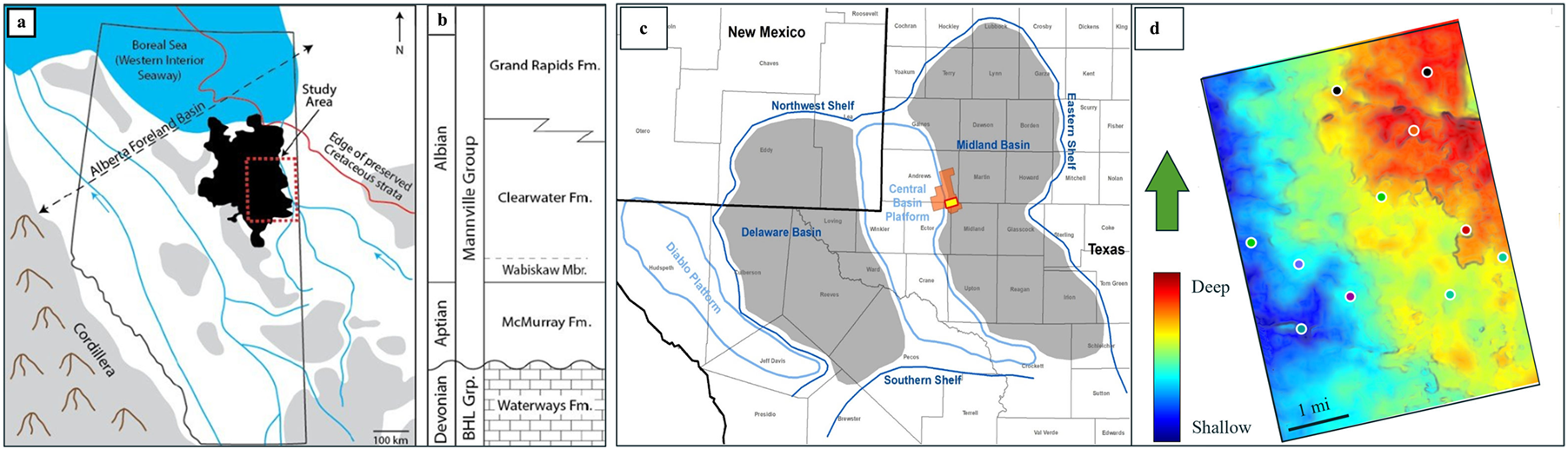 The RPML workflow was tested in the Athabasca Oil Sands and Midland Basin to evaluate performance across different geologic settings.